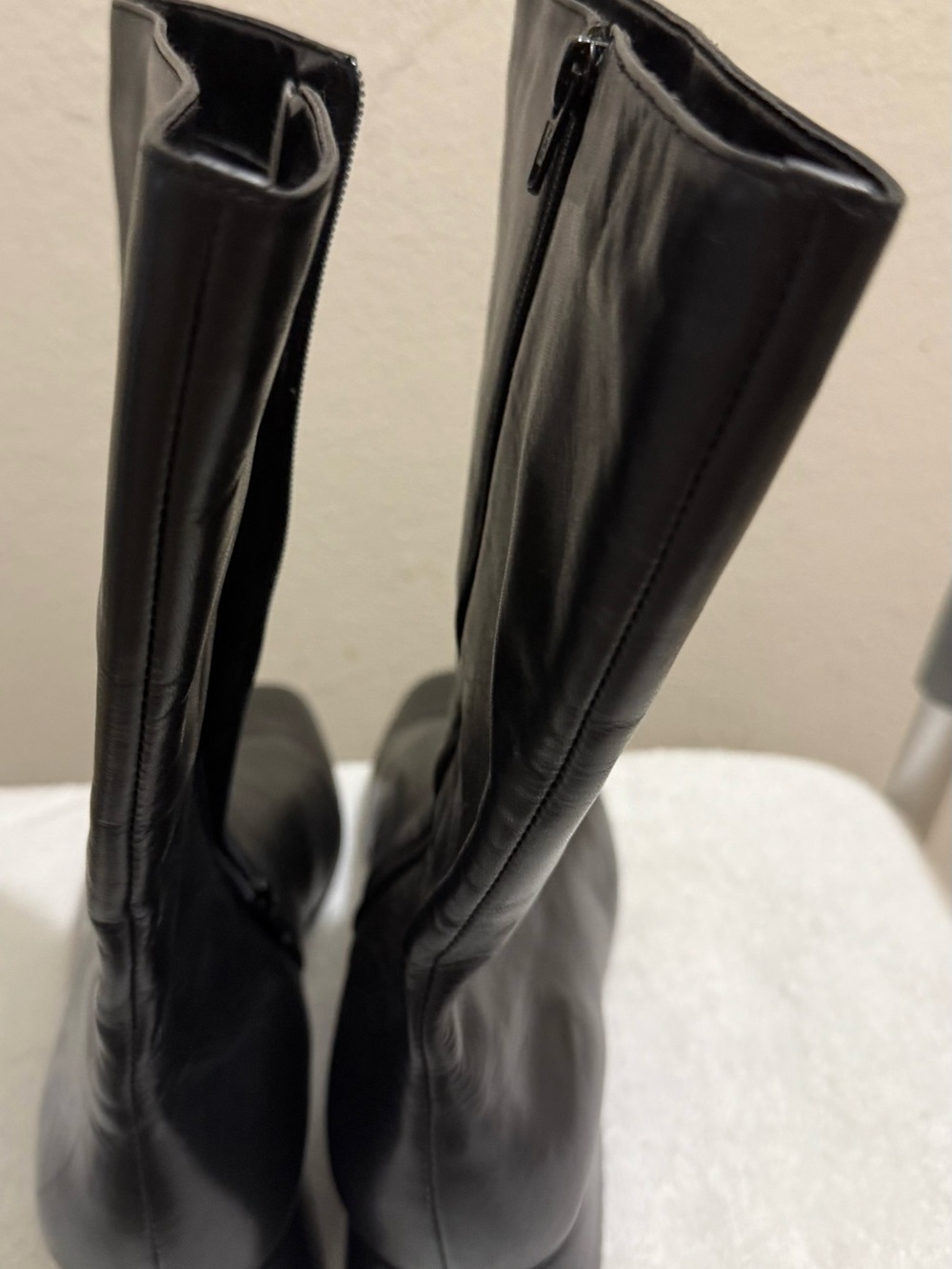 Nine West Black Square-Toe Mid-Calf Heeled Boots - Picture 4 of 8